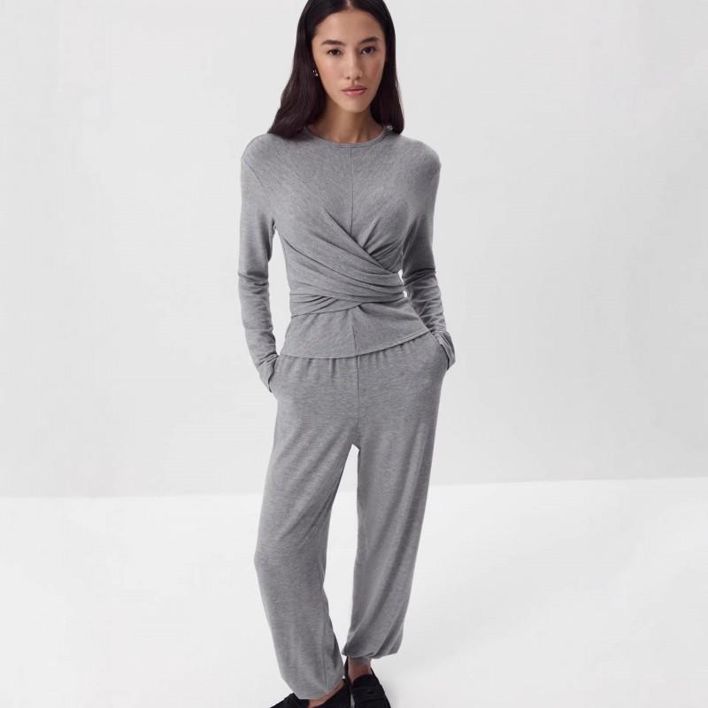 2026 Soft Modal Set Women Casual Lace-up Top Pants Two-piece Outfit