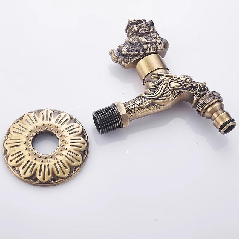 Bidcock Faucet Antique Bronze Dragon Carved Tap Bathroom Mop Faucet Washing Machine Faucet Outdoor Faucet For Garden 811573