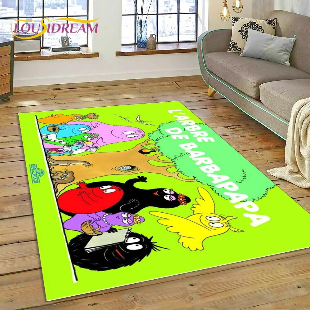 3D Cartoon Les Barbapapa Family HD Koberec Koberec do obývacího pokoje Ložnice Domácí dekorace, Podložka protiskluzová dekorace na pohovku Dětský dárek