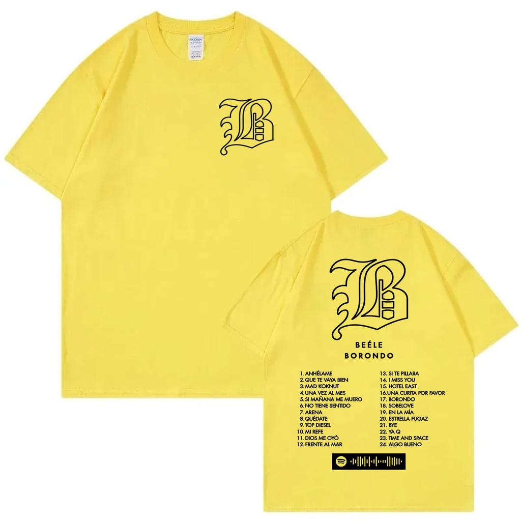 T-shirt Imprimé Album du Chanteur Beele Borondo T-shirts Oversize Mode Haute Qualité Unisexes Unisexes Coton Décontracté Manches Courtes T-shirts