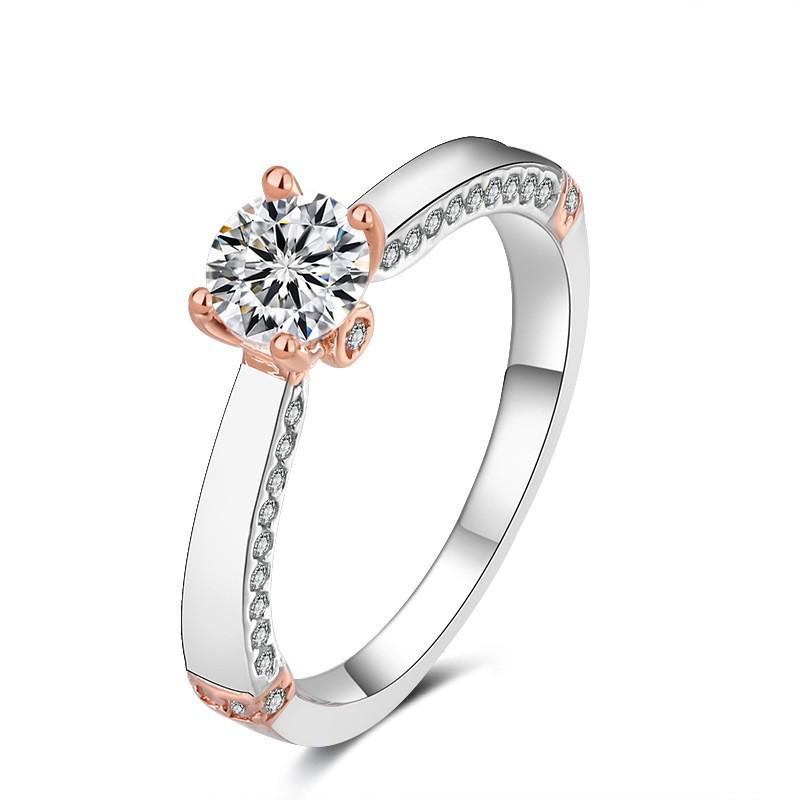 S925 Sterling Silver Four-Prong Gold Diamond Ring with 0.50ct Moissanite for Women - Luxurious High-End Feel