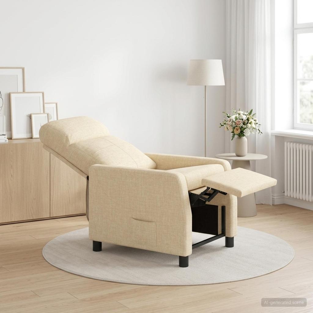 Recliner Chair Cream Fabric