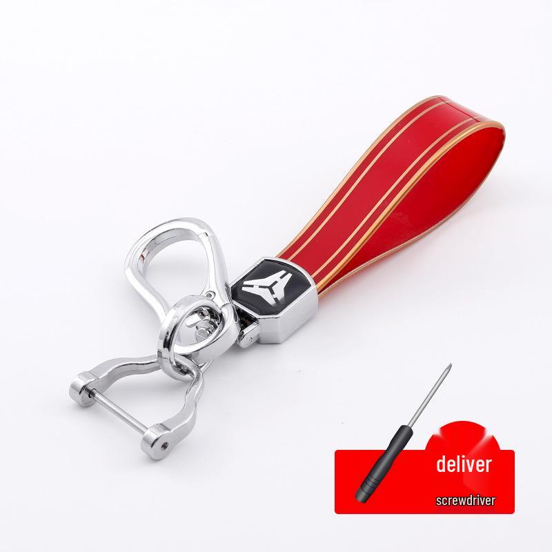 Rhinestone Circle Car Keychain with Gold Edge, Rope, Metal Keyring Pendant for Hyundai – Waist Hanging Household Hardware Buckle