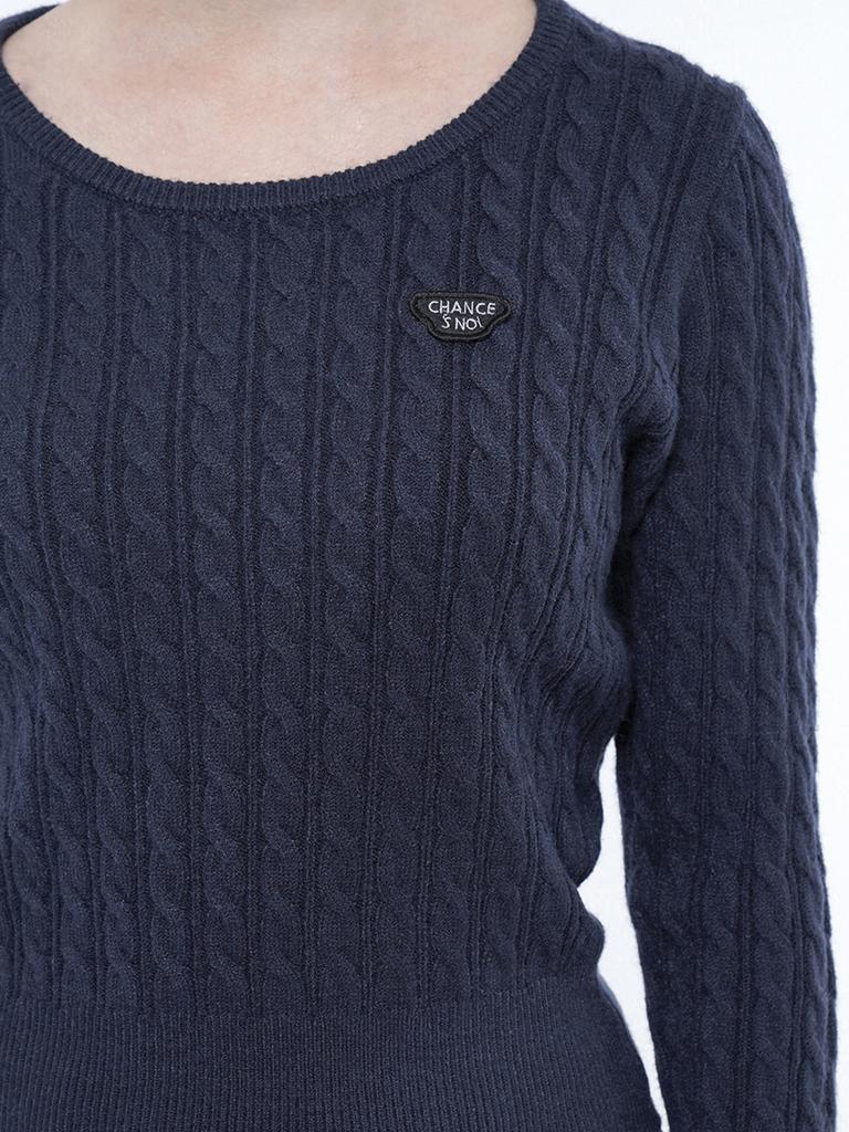 Chaenseseunoi Wide Round Neck Cable Knit Navy/W251Tp07Ny
