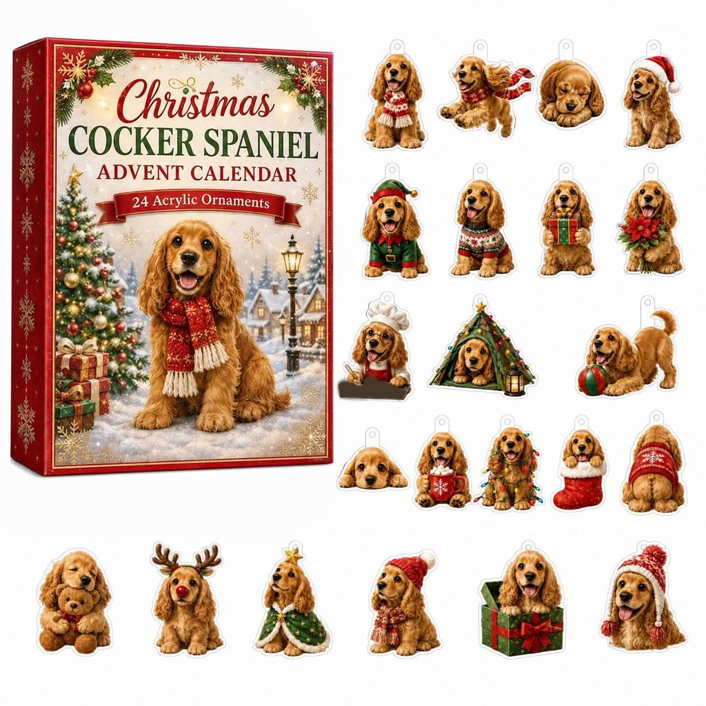 Christmas Advent Calendar with Acrylic Hanging Ornaments for Holiday Tree Decorations