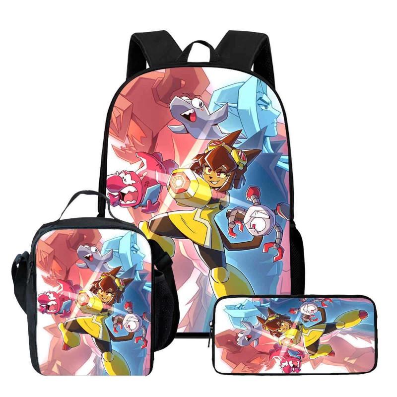 Kids School Backpack Set With Lunch Bag Pencil Case - Cartoon Print Lightweight Ergonomic Design Grades 1-2