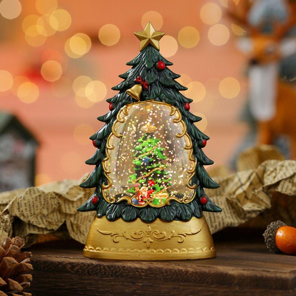 Battery Powered Christmas Wind Lantern Sculpture Water-Filled Santa Claus Desktop Figurine  Home