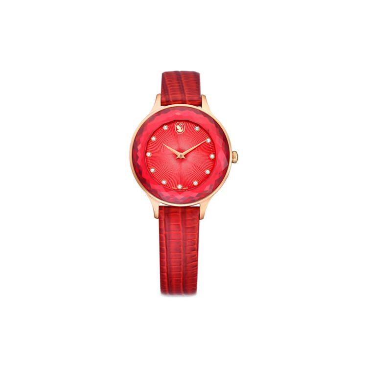 

Swarovski Watch Quartz Movement Calfskin Strap Red Dial 50 Meters Water Resistant Women watches 5650002 Red Watch Dial