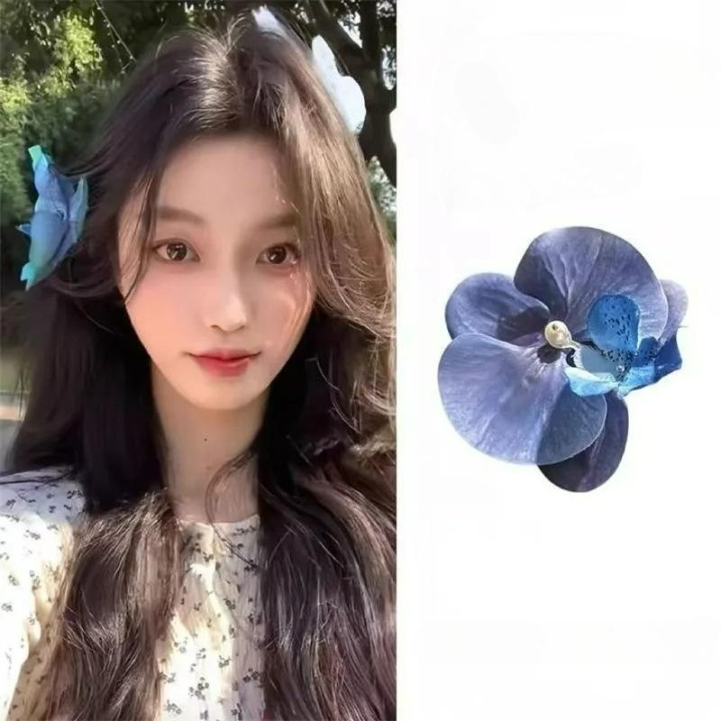10pcs Summer Phalaenopsis Flower Hair Clip Simulated Floral French Fashion Barrettes Color Girls Headwear Bobby Pin Accessories