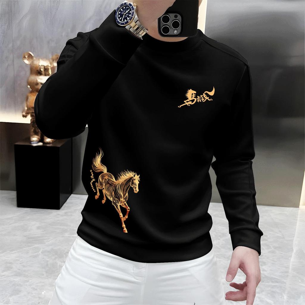 2025 New 'Success Upon Arrival' Men's Sweatshirt: Casual Crew Neck, Loose Fit, Versatile for Autumn and Winter