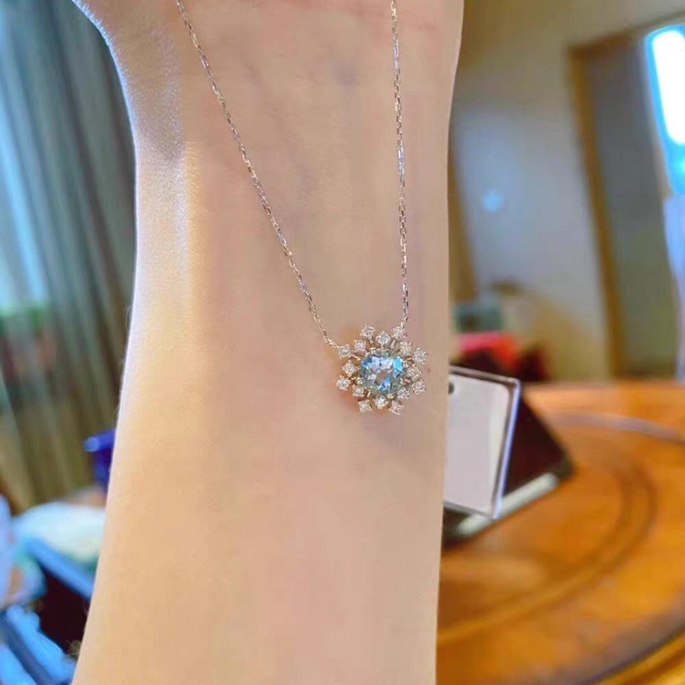 Elegant Dandelion Lapis Lazuli Necklace with Snowflake Zirconia for Women