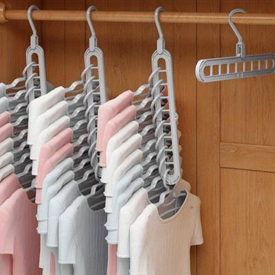 1pc Heavy-Duty Foldable 9-Hole Plastic Hangers - Space-Saving, Closet Organization, Room, Wardrobe, Home, and Dormitory Storage Solution