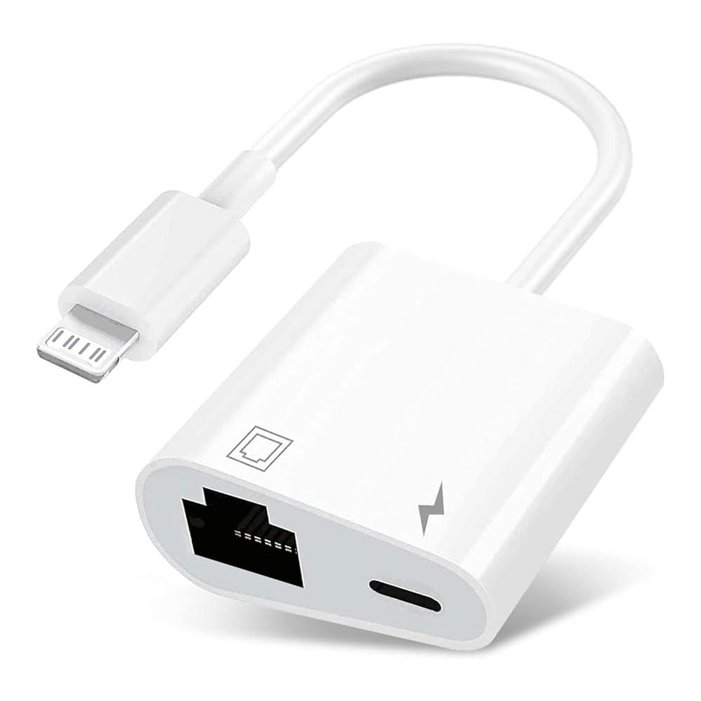 

Адаптер Lightning To Network Card Rj45 Lightning 2 В 1 Для Iphone 14 13/12/11pro До Ethernet Адаптер Для Зарядки білий