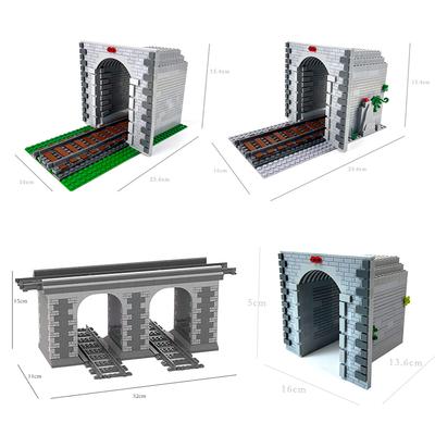 MOC Creative Expert Ideas City Train Tunnel Cave Bridge Railway Express Bricks Building Blocks DIY Toys for Children Gifts