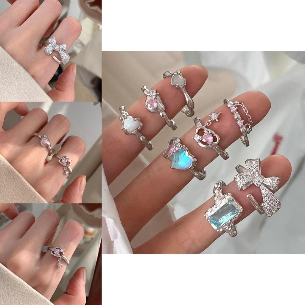 Trendy Womens Adjustable Heart Shaped Cloud Ring Unique Copper Fashion Jewelry