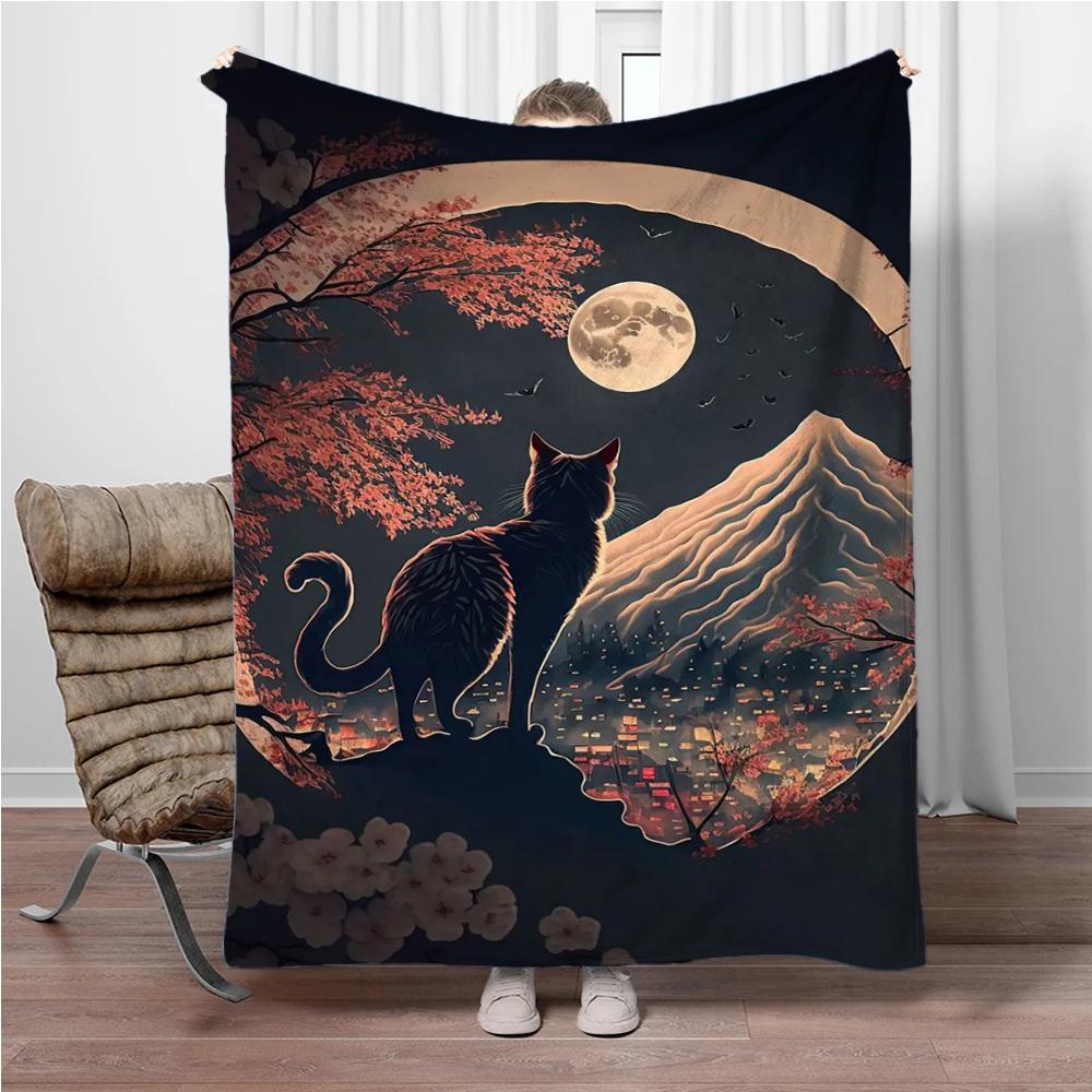 

Cats Cherry Blossom Flannel Blanket Children Warm Soft Blanket for Sofa Bed Cover Blanket Suitable for Birthday Souvenir Gifts 75x90cm