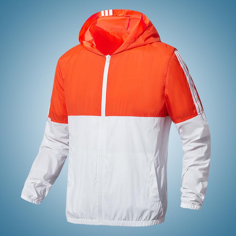 

Мужская тонкая солнцезащитная куртка с капюшоном, дышащая куртка, спортивная ветровка для мужчин и женщин M оранжевый