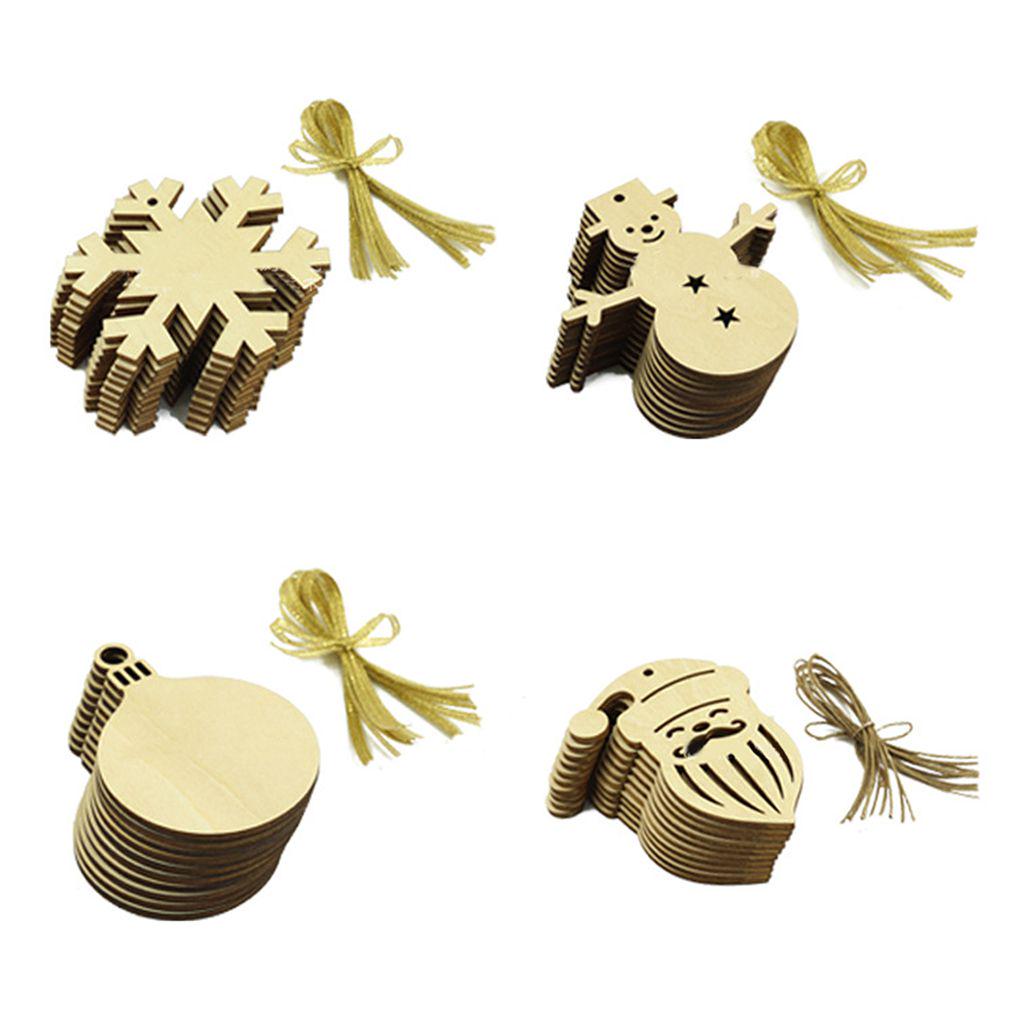 10Pcs/Set Christmas Theme Wooden Hanging Pendant Home Christmas Tree Decorations