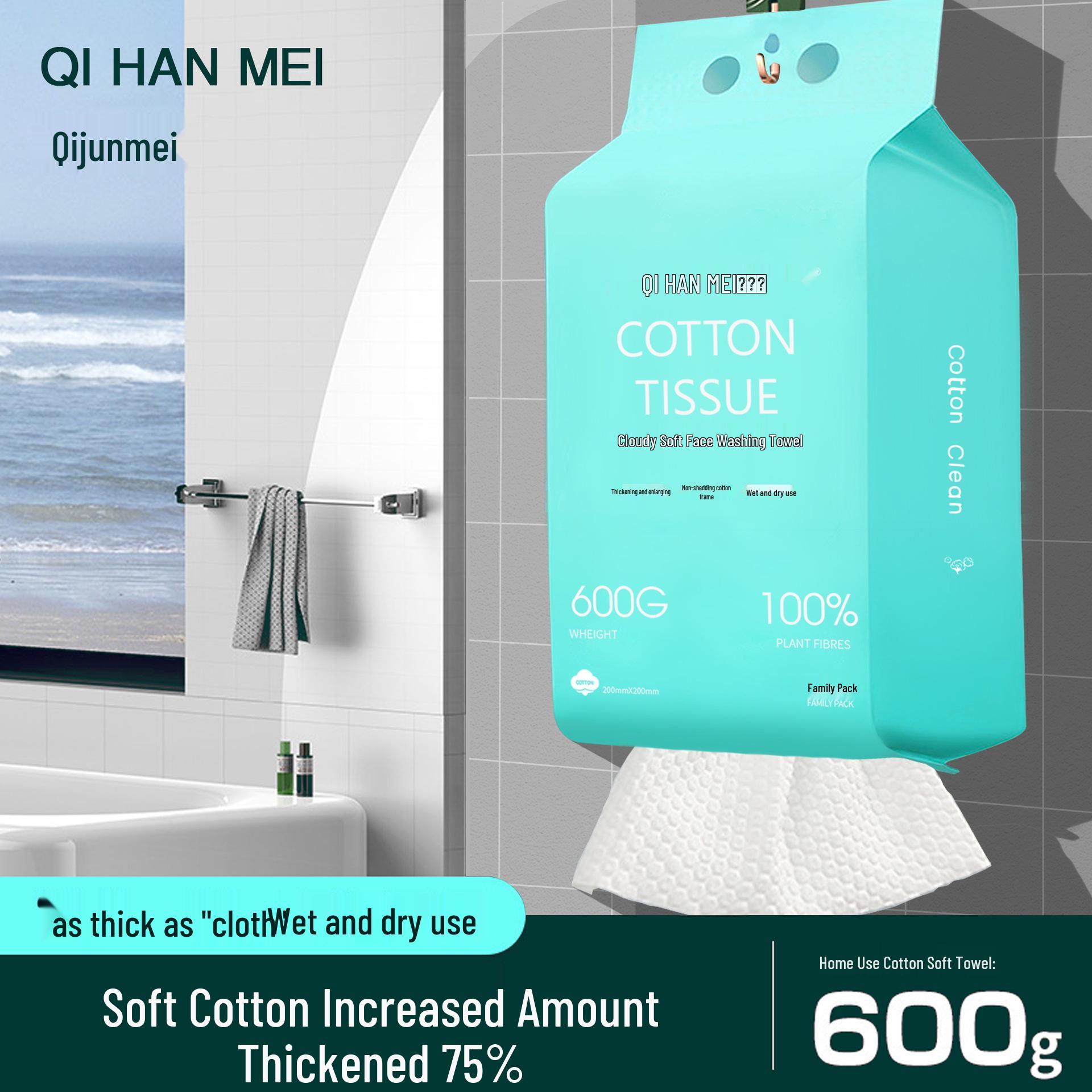 Pull-Out Disposable Facial Cleansing Wipes - Soft, Absorbent, Lint-Free Cotton in Extra Large Pack