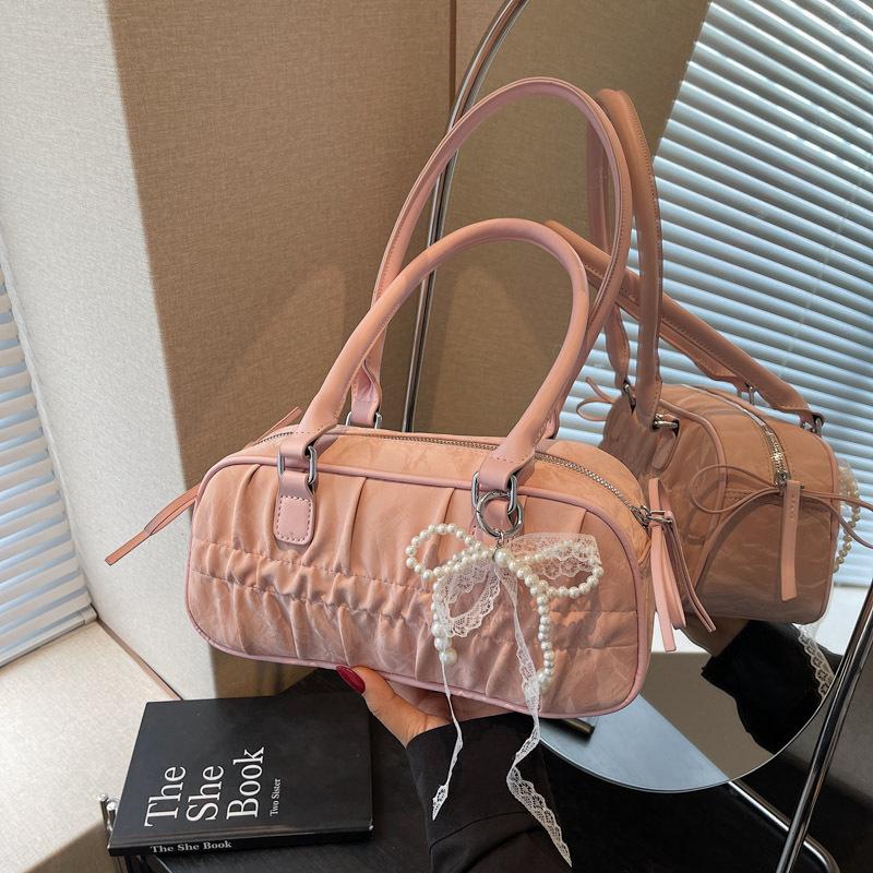 Bag Women's Spring New Niche Folded Portable Bowling Bag Versatile Shoulder Commuter Underarm Bag
