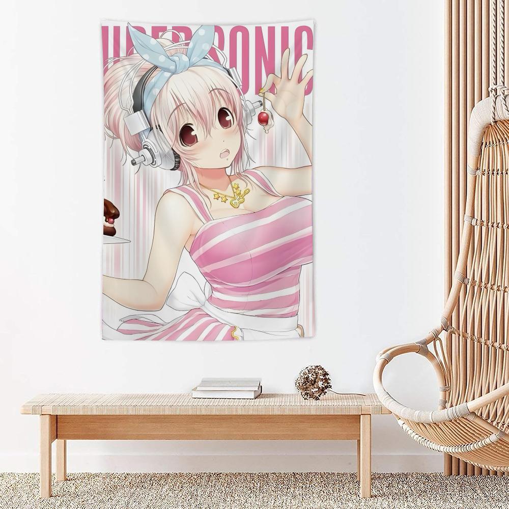 Cute Anime Super SSonico Tapestry Microfiber Wall Hanging For Bedroom Living Room Decor Outdoor Festival Garden Bar Background