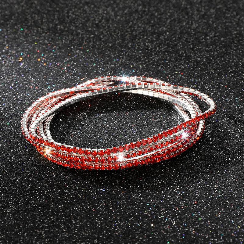 Diamond Elastic Bracelet 2mm Single Row Color Rhinestone Bracelet Women's Bracelet Women's Grab Chain Full Diamond Jewelry