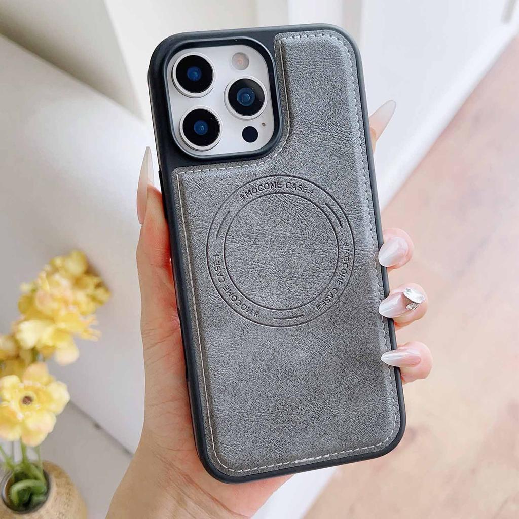 Phone Case for iPhone 16 Pro Max 17 Air 16e 15 Plus 14 13 Promax 12 11 Business Magnetic Wireless Charging Simple Leather Cover