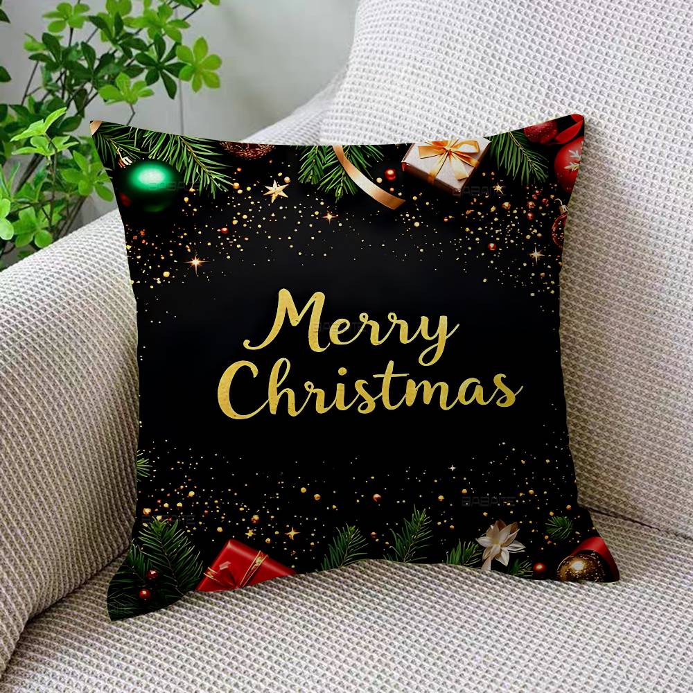 Poszewka na poduszkę Wesołych Świąt Poliester Poduszki na sofę Dekoracyjne poduszki rzucane Wystrój domu Poszewka na poduszkę