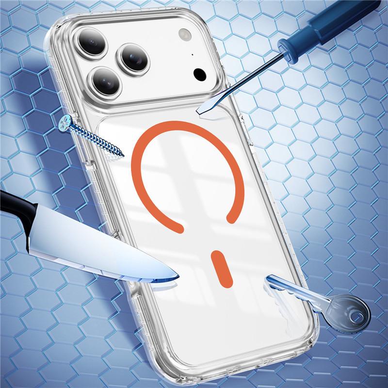 The New Crystal Shield Magnetic Ring Is Suitable for iphone17ProMax High Skin Transparency Mobile Phone Case, Anti-drop Apple 17 Protective Case.