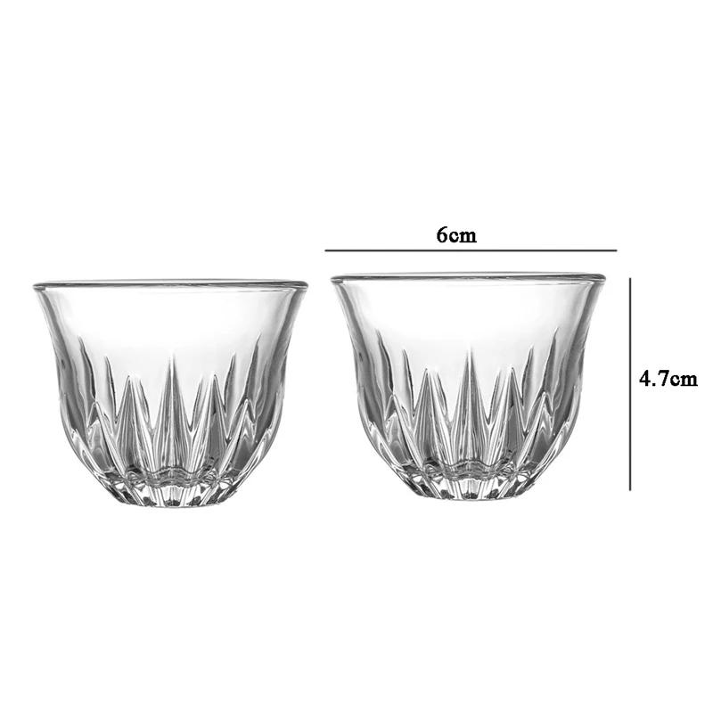 2pcs Sets Tea Cup Light Luxury Wine Glass Exquisite Glass Cup Shot Glass Transparent Drinking Glasses Party Elegant Glassware