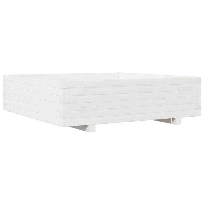 VidaXL Jardinière blanc 90x90x26,5 cm bois de pin massif, jardinière d'extérieur, bac à fleurs, boîte à plantes, jardinière 847314