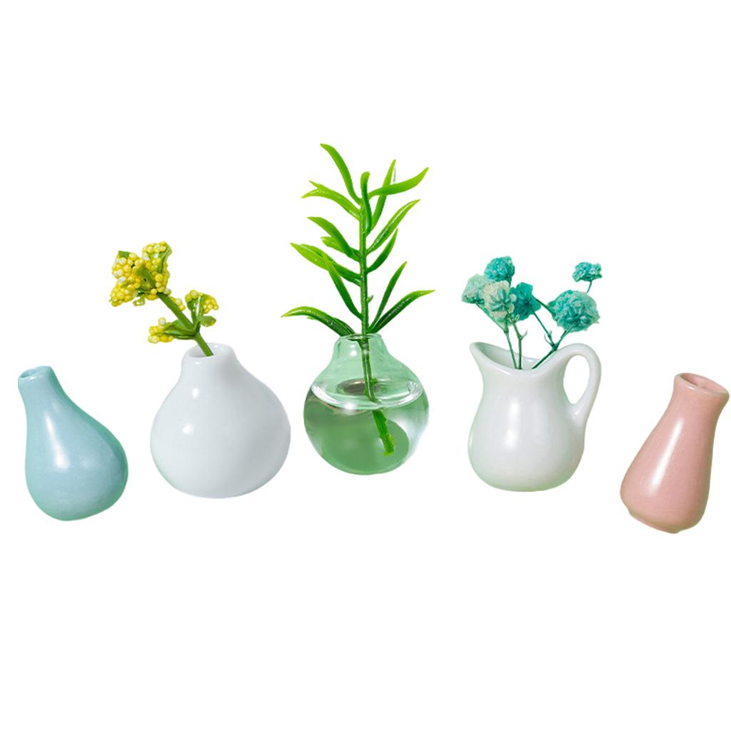 5PCS Ceramic Vase Refrigerator Magnet Mini Flower Arrangement Nordic Personality Home Photo Message Board Stickers Decor Diy Toy