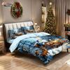 3pcs Forest Christmas Sled Santa Claus Printed Chipless Bedding Set Multi Size Bedroom Bedding Decoration Soft and Comfortable