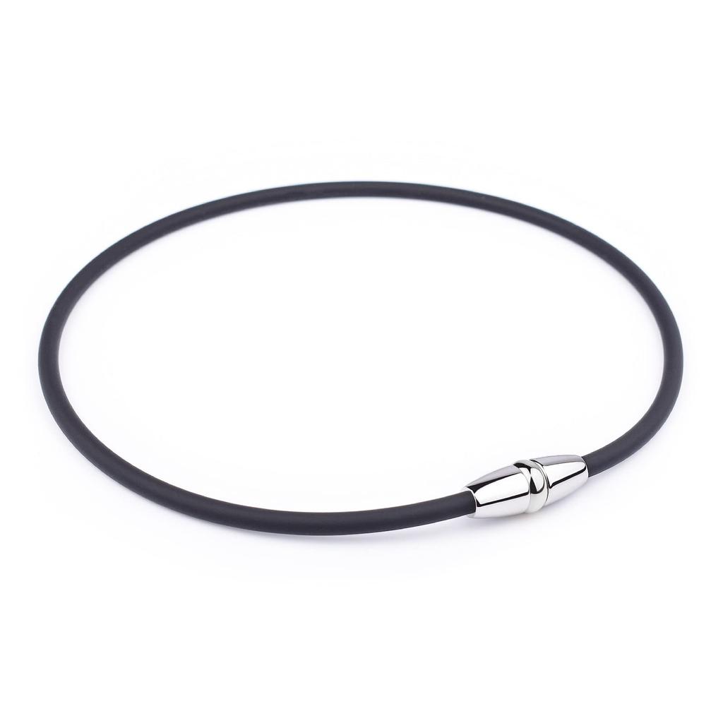 FUANNA Magnetic Necklace with Magnetic Joint, Stainless Steel, Fashionable, High-Quality Design, Popular Model, Baseball Player (45cm, Silver + Black)