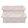 2PCS Bohemian Tassel Storage Baskets Handmade Woven Decorative Countertop Toilet Tank Topper Paper Basket Cabinet