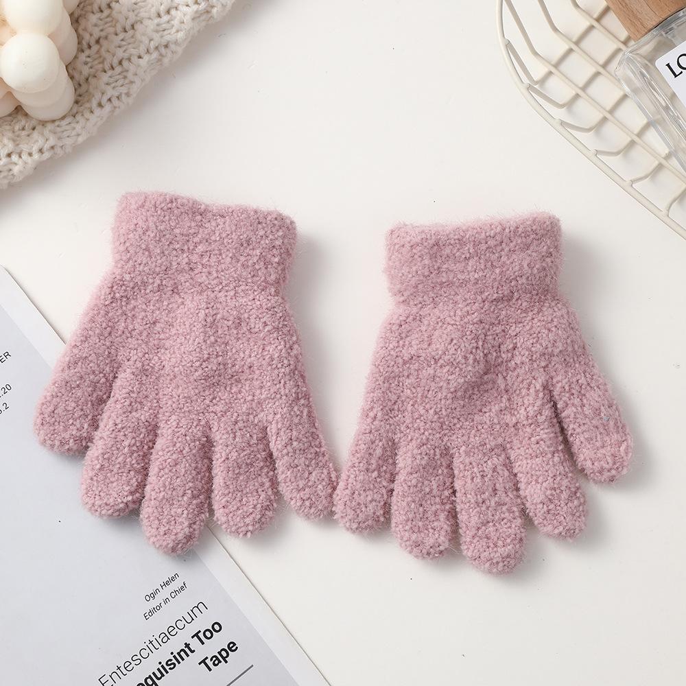 

Новые детские перчатки, зимние детские плюшевые перчатки кораллового цвета, милые варежки с полными пальцами для малышей, теплые ветрозащитные перчатки для мальчиков и девочек розовый