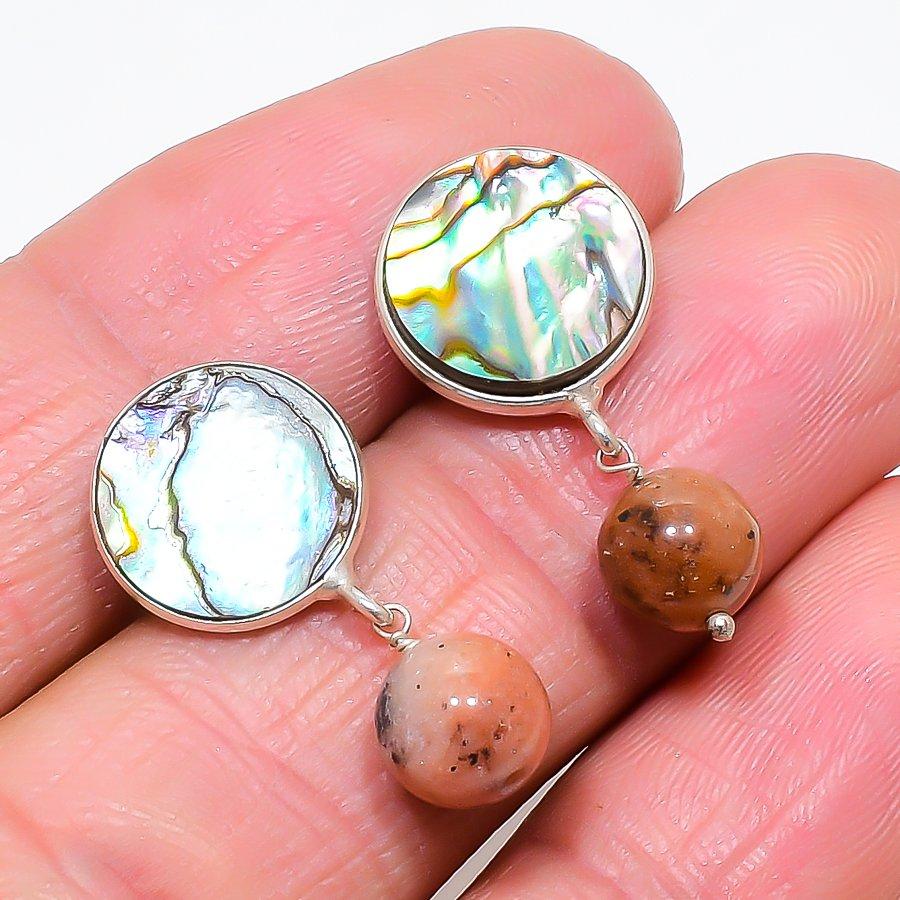 

Abalone Shell, Opal Gemstone 925 Sterling Silver Jewelry Earring 0.59 KJ-715