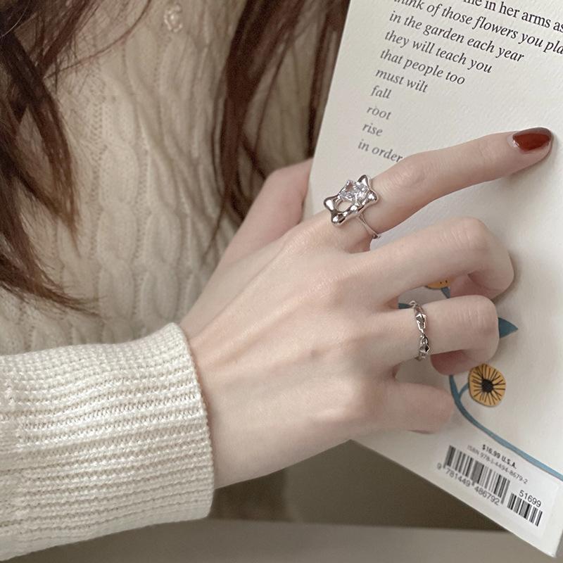 Adjustable Highend Square Zircon Ring For Women Elegant Minimalist Design Accessory Chic