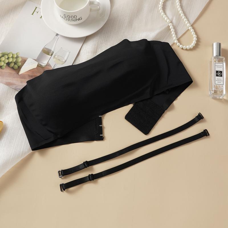 

Бюстгальтер Push Up без бретелек Удобный беспроводной бюстгальтер Bandeau Безрукавные топы-трубы Bralettes S чёрный