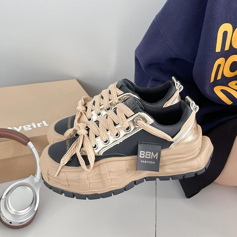 New Model Shoes for Women Thick Sole Adds Height Vulcanized Casual Shoes Anti-slip and Wear-resistant Casual Sports Shoes