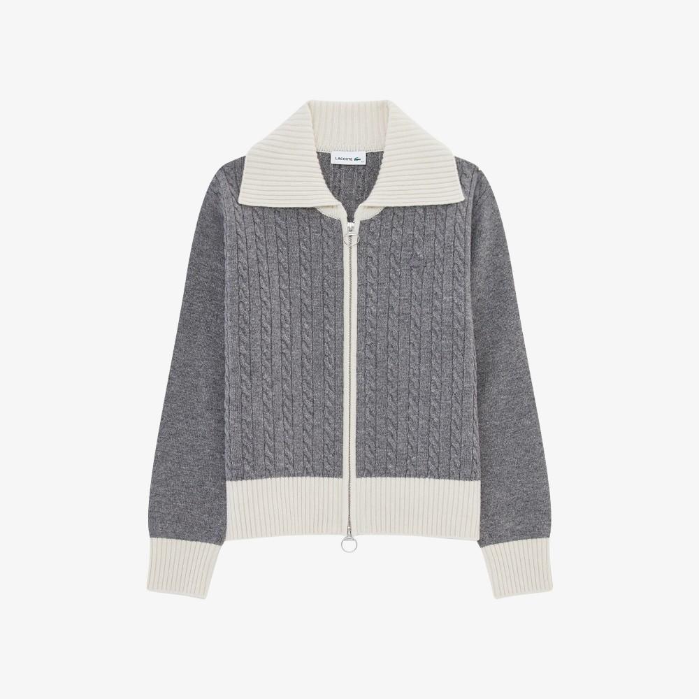 Lacoste Women's Cable Zip-Up Cardigan AF420E-55NHDE