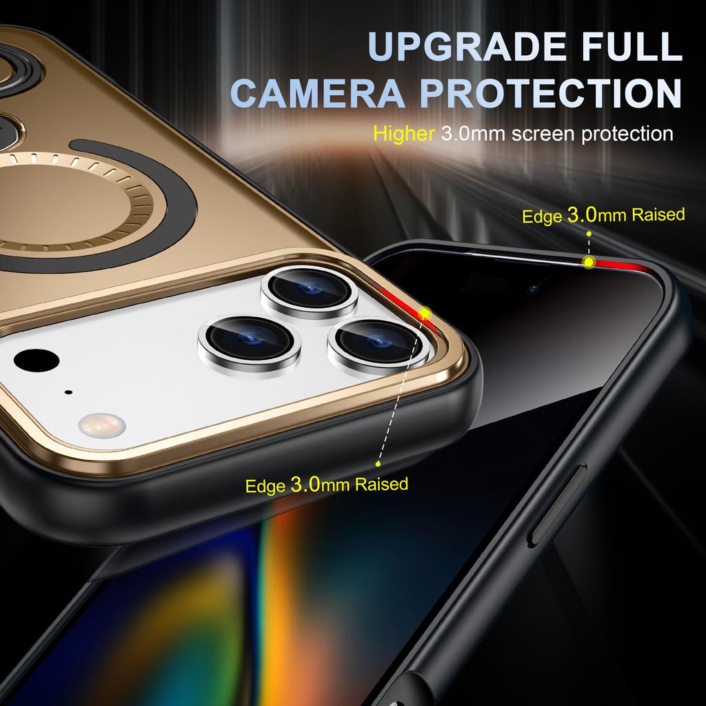 For iPhone 17 Pro Magnetic Case TPU+PC Shockproof Phone Cover with Dual Hole Kickstand