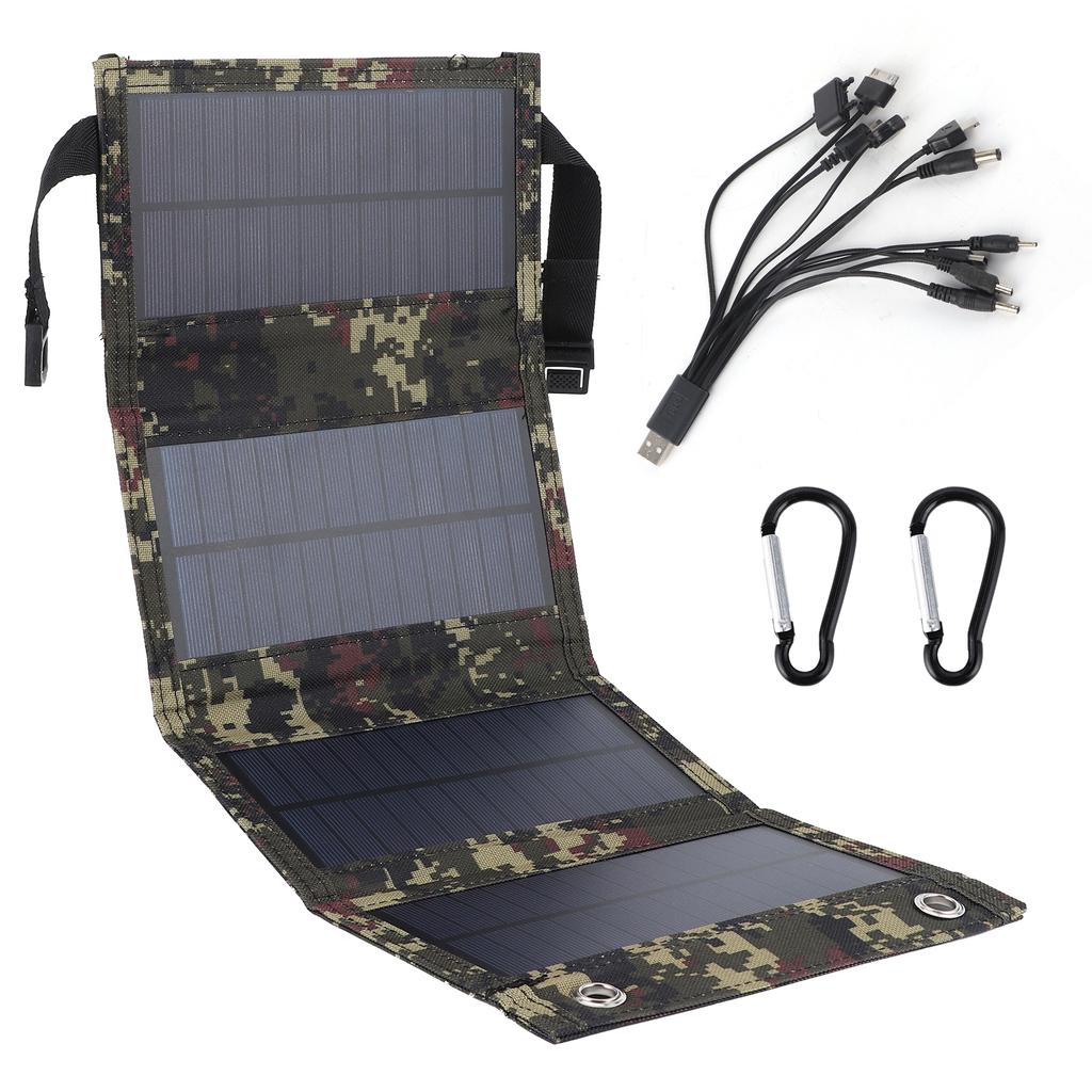 20W Foldable Solar Panel Portable Cell Charger Monocrystalline Silicon USB Output IP65 Waterproof