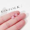 Beixi Silver Jewelry Elegant Pink Peach Blossom Stud Earrings for Women - Simple Korean Mori Style, S925 Sterling Silver.
