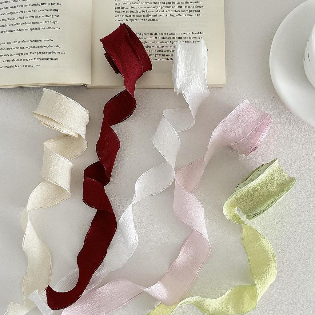 Crinkled Silk Ribbon: Floral Decorative Wrapping Tape