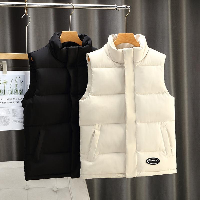 Daunenweste Herren Herbst- und Winterjacke Plus Samt Verdickt Einfarbig Weste Stehkragen Weste