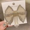 1PC Four-season Universal Bow Tassel Hairpin, High-end Rhinestone Elegant Top Clip, Special Hairpin for Hair Winding On The Back of The Head