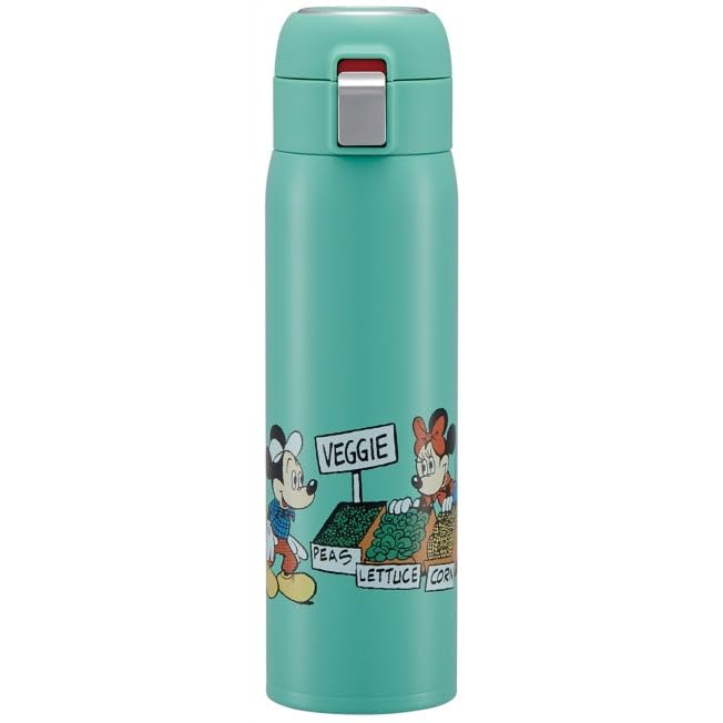 Skater Straw Mug Bottle, 480ml, Insulated Stainless Steel Water Bottle, Disney Mickey Mouse Green World, One-Touch Open, STOT5ST-A