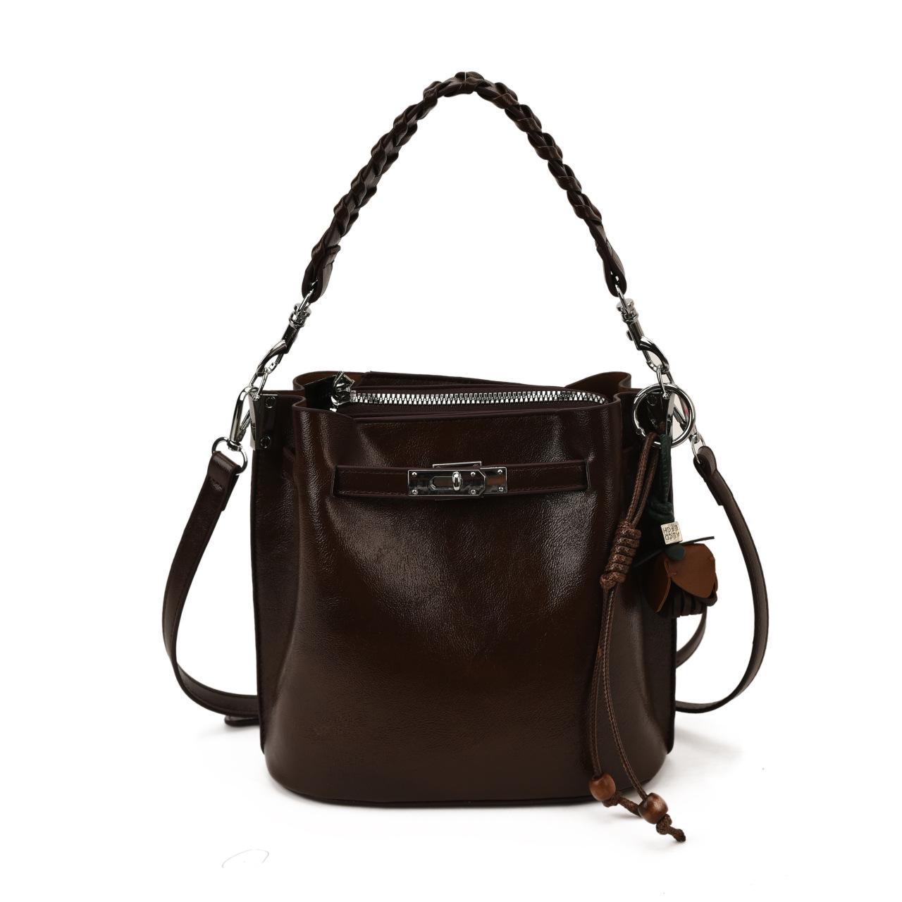 

Autumn 2025 Retro Women s Large Capacity Shoulder & Crossbody Bag - Simple Fashion Bucket Style Without Pendant