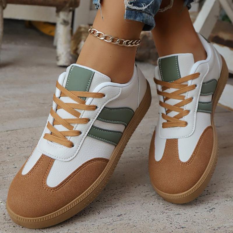 

Модные лаконичные кроссовки в стиле пэчворк, женские модные полосатые спортивные туфли из искусственной ПУ кожи, женские низкие кеды на шнуровке с вулканизированной подошвой 42